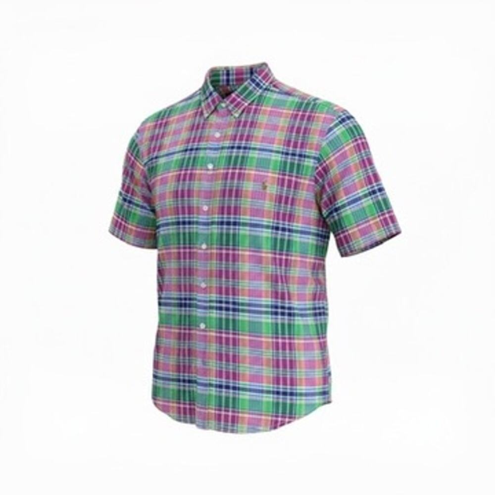 Ralph Lauren 3XL Tall Plaid Button-Up Shirt Big & Tall Colorful Preppy